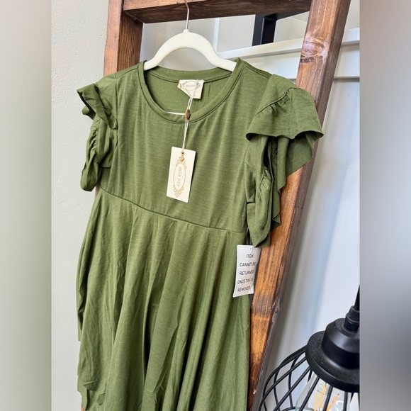 Girls Joyfolie Ruffle Sleeve Dress Olive Green fall dress - Picture 2 of 4